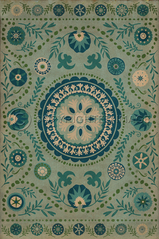 Pattern 38 "Boho Blue" Vinyl Floorcloth