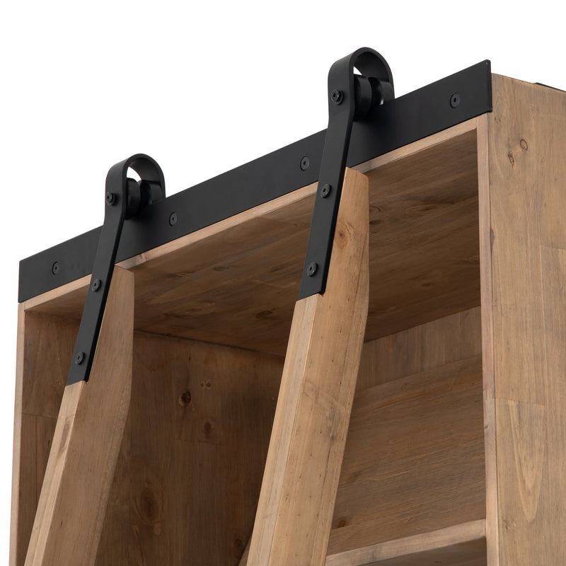 Bane Bookshelf with Ladder - Smoked Pine Furniture