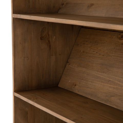 Bane Double Bookshelf with Ladder - Smoked Pine Furniture