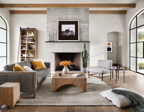 Bane Bookshelf with Ladder - Smoked Pine Furniture