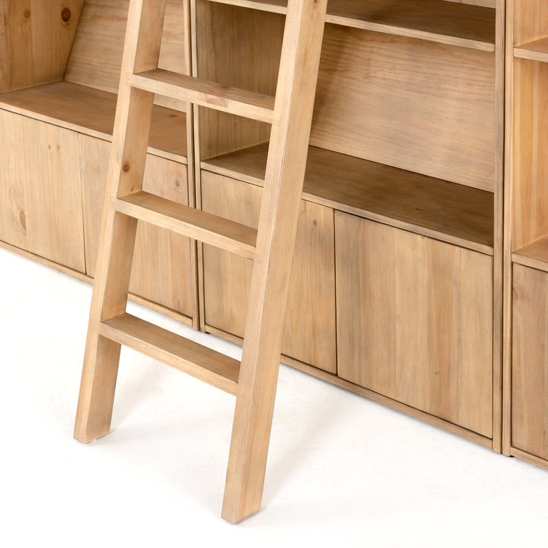Bane Triple Bookshelf with Ladder - Smoked Pine Furniture