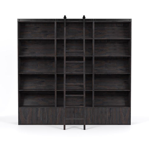 Bane Triple Bookshelf with Ladder - Dark Charcoal Furniture