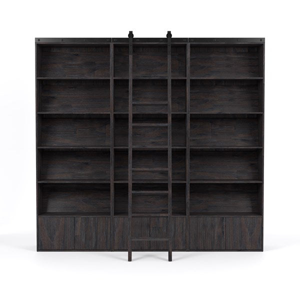 Bane Triple Bookshelf with Ladder - Dark Charcoal Furniture