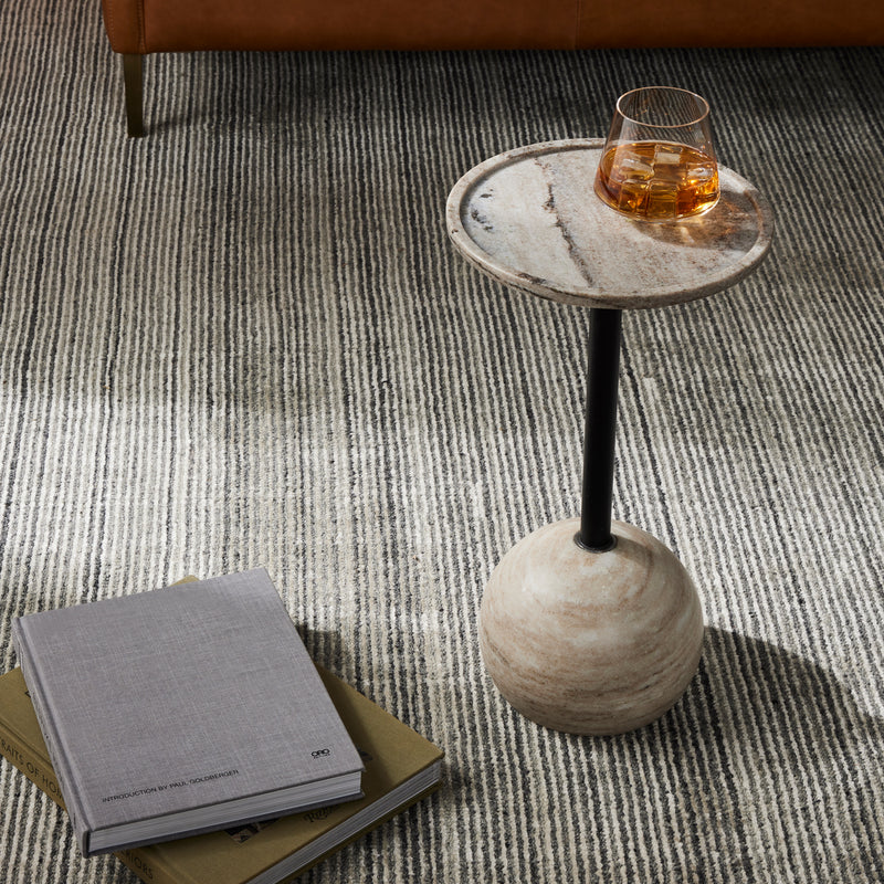 Viola Accent Table-Antique White Marble