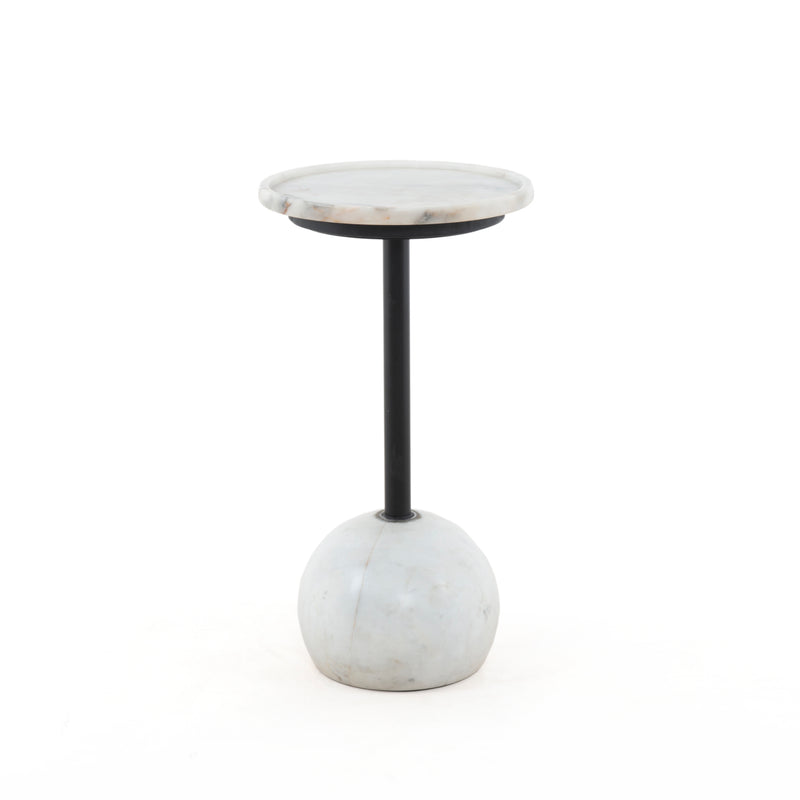 Viola Accent Table-Polished White Marble