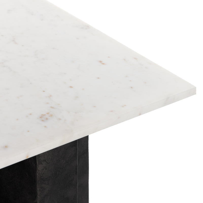 Terrell End Table - Raw Black/White Marble