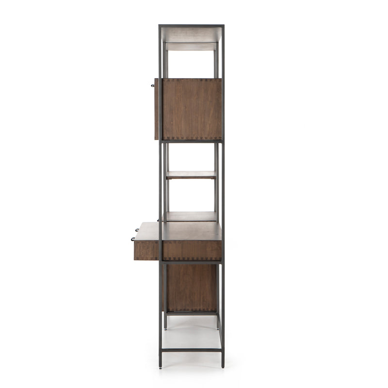 Trey Modular Wall Desk with 1 Bookcase - Auburn