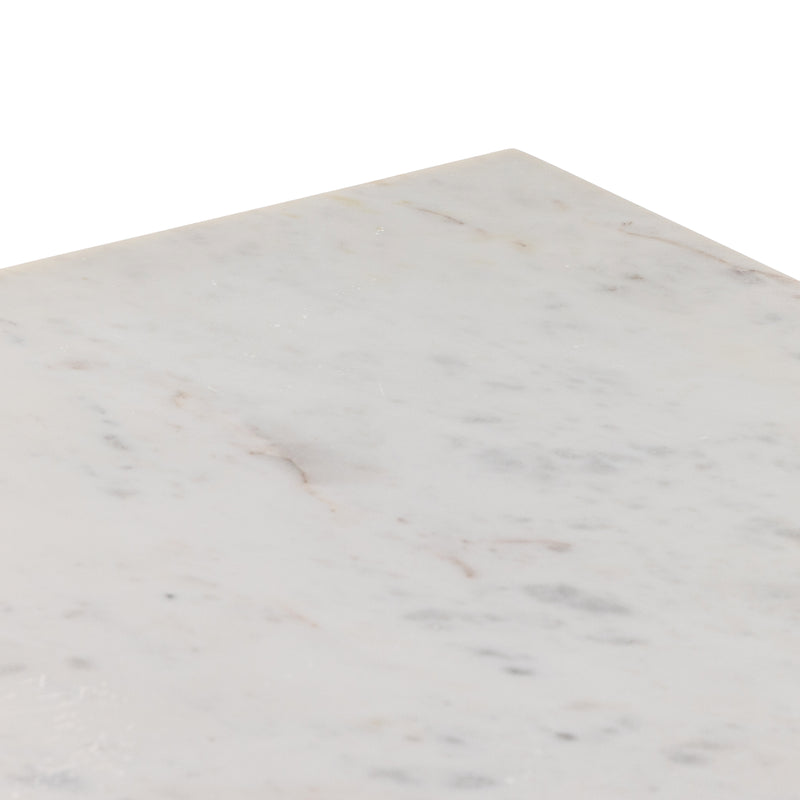 Indira Kitchen Island - Smoked Acacia/White Marble