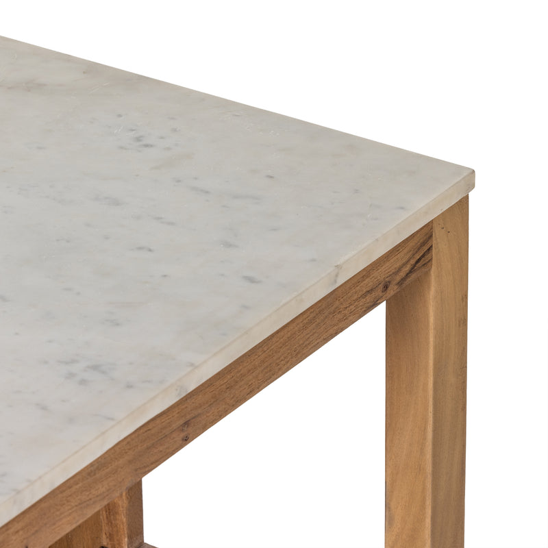 Indira Kitchen Island - Smoked Acacia/White Marble
