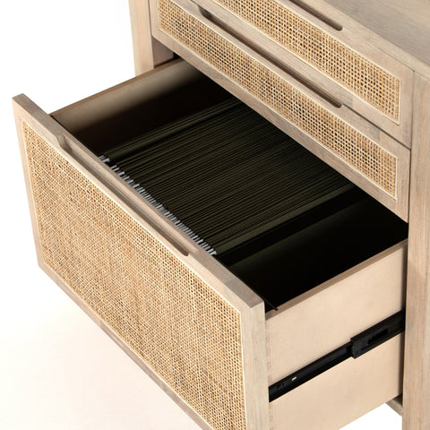 Clarita Desk System w/ Filing Cabinet-White Wash Mango