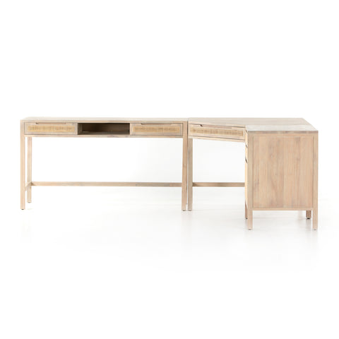 Clarita Desk System w/ Filing Cabinet-White Wash Mango