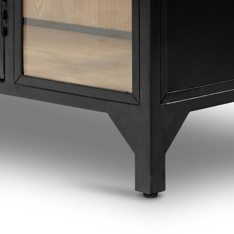 Belmont Metal Cabinet, Black + Oak Furniture