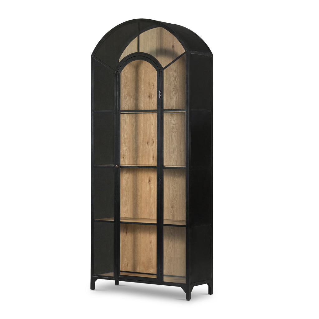 Belmont Metal Cabinet, Black + Oak Furniture