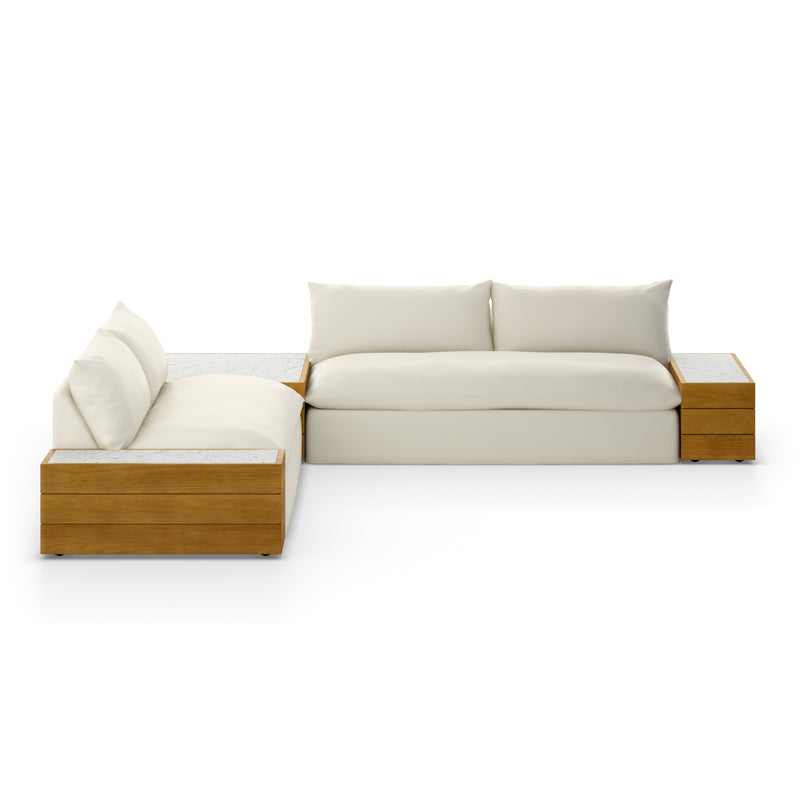 Grant Outdoor 2-Pc Sectional with Coffee & End Tables - Faye Cream