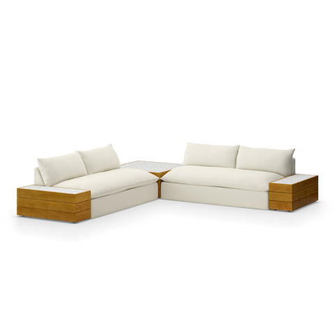 Grant Outdoor 2-Pc Sectional with Coffee & End Tables - Faye Cream