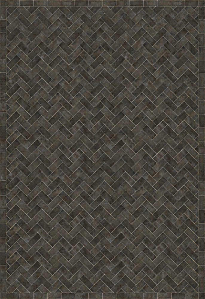 Grey Bricks tile vinyl rug