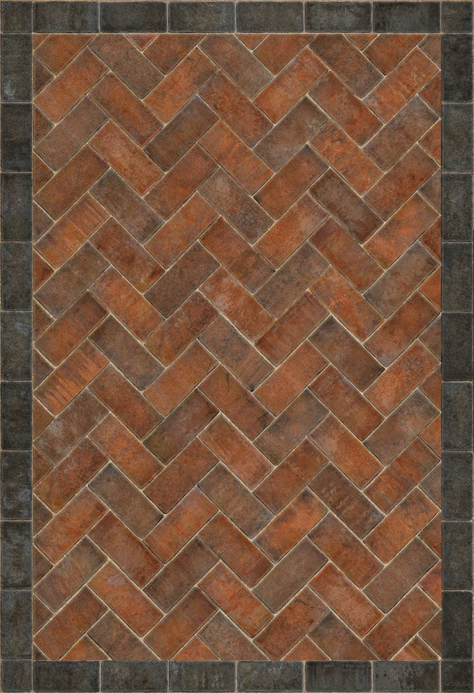 Williamsburg Brick Herringbone "Capitol Landing" Vinyl Floorcloth