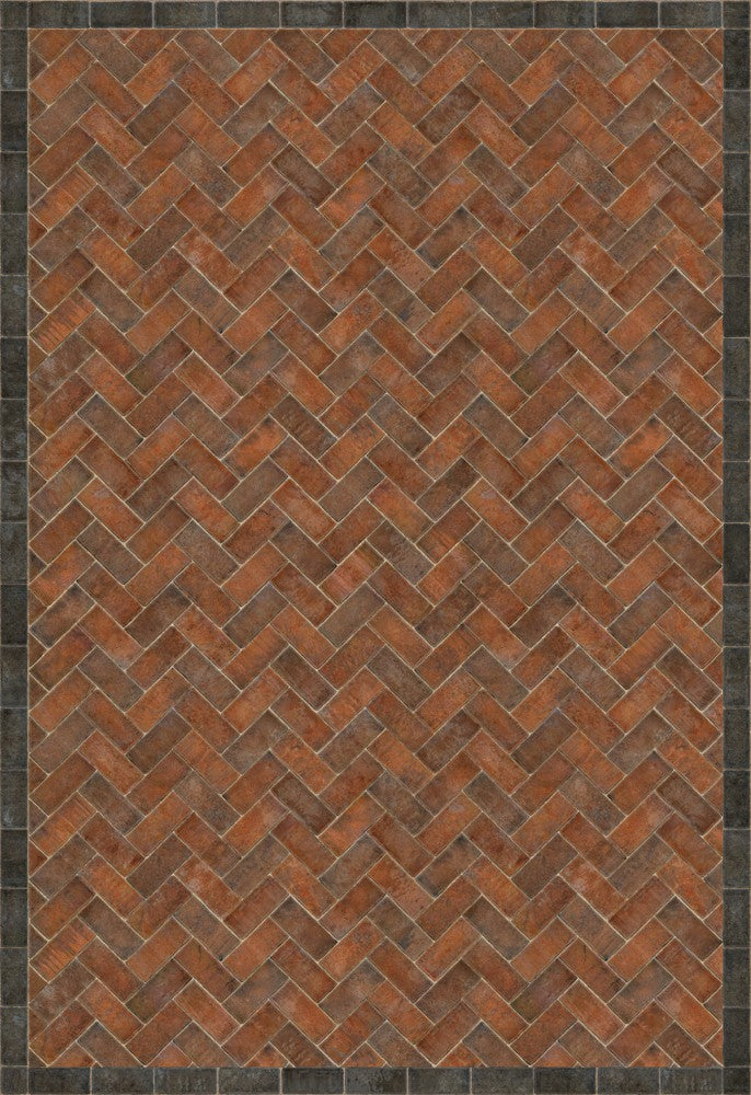 Williamsburg Brick Herringbone "Capitol Landing" Vinyl Floorcloth