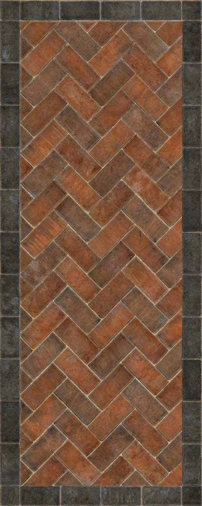 Williamsburg Brick Herringbone "Capitol Landing" Vinyl Floorcloth
