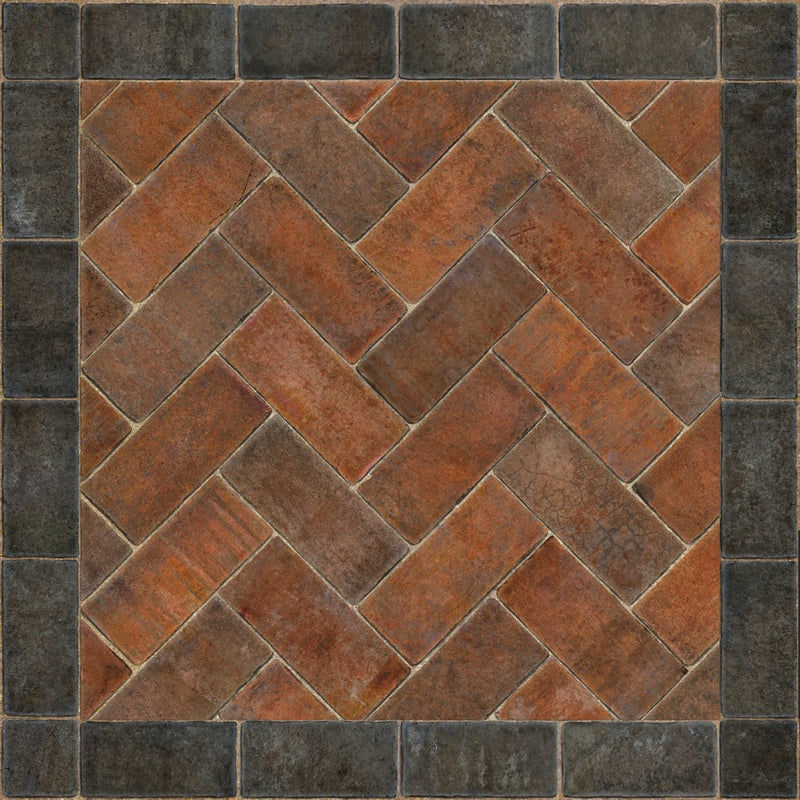 Williamsburg Brick Herringbone "Capitol Landing" Vinyl Floorcloth