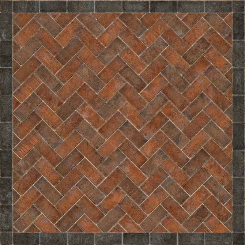 Williamsburg Brick Herringbone "Capitol Landing" Vinyl Floorcloth