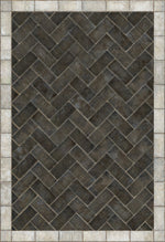 Williamsburg Brick Herringbone "Pewterware" Vinyl Floorcloth
