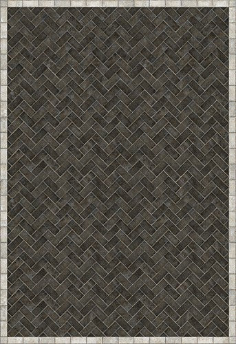 Williamsburg Brick Herringbone "Pewterware" Vinyl Floorcloth