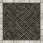 Williamsburg Brick Herringbone "Pewterware" Vinyl Floorcloth