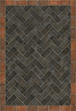 Williamsburg Brick Herringbone "The Powder Horn" Vinyl Floorcloth