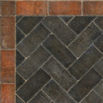 Williamsburg Brick Herringbone "The Powder Horn" Vinyl Floorcloth