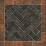 Williamsburg Brick Herringbone "The Powder Horn" Vinyl Floorcloth