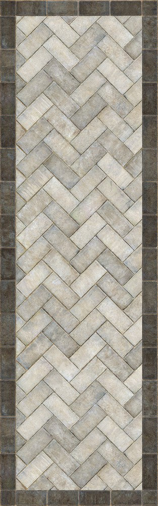 Williamsburg Brick Herringbone "The Silversmith" Vinyl Floorcloth