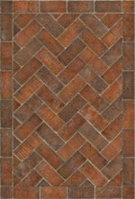 Williamsburg Brick Herringbone "Trip To Market Square" Vinyl Floorcloth