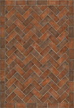 Williamsburg Brick Herringbone "Trip To Market Square" Vinyl Floorcloth