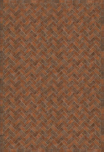 Williamsburg Brick Herringbone "Trip To Market Square" Vinyl Floorcloth