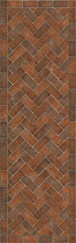 Williamsburg Brick Herringbone "Trip To Market Square" Vinyl Floorcloth