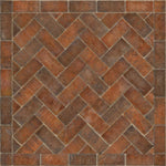 Williamsburg Brick Herringbone "Trip To Market Square" Vinyl Floorcloth