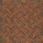 Williamsburg Brick Herringbone "Trip To Market Square" Vinyl Floorcloth