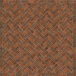 Williamsburg Brick Herringbone "Trip To Market Square" Vinyl Floorcloth