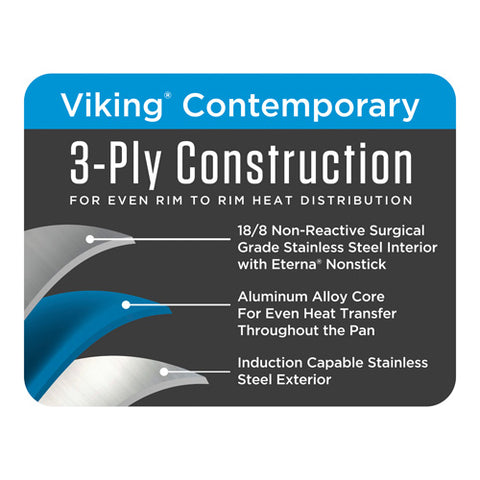 Viking Contemporary 3-Ply 3.6-Quart Sauté Pan with Glass Lid