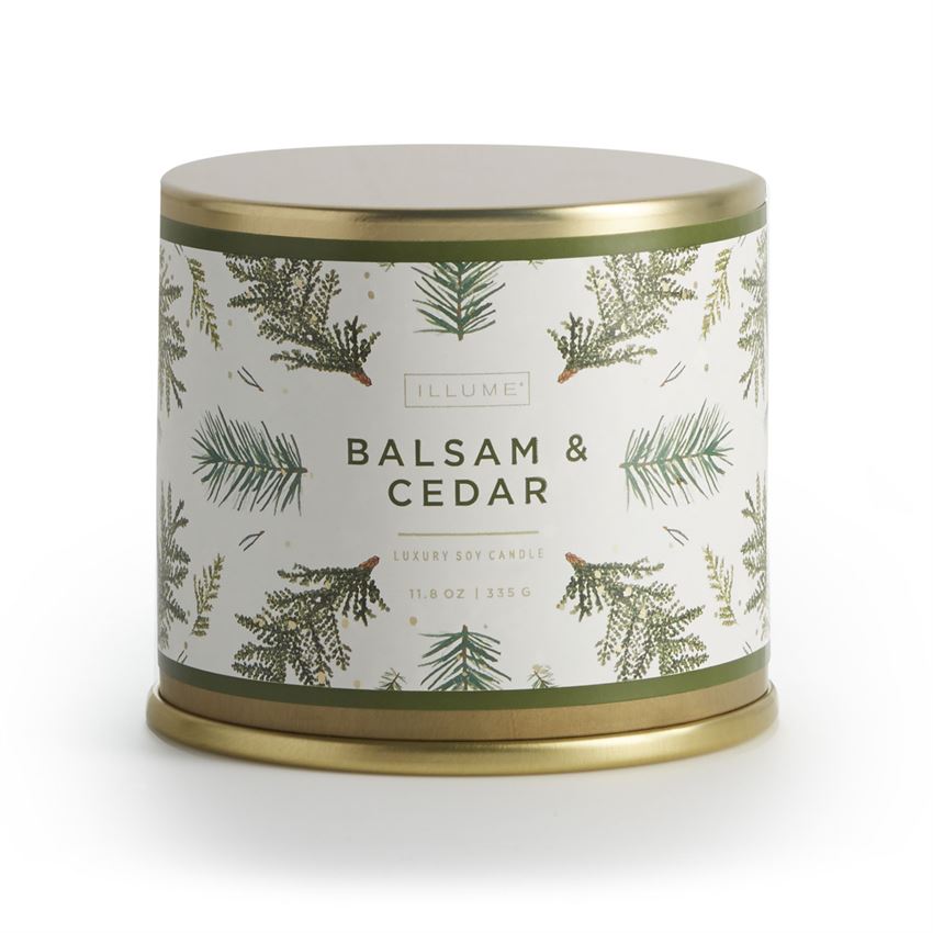 Balsam & Cedar Large Tin Candle Decor