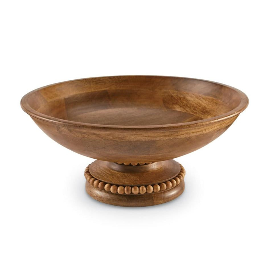 Beaded Wood Pedestal Bowl Decor