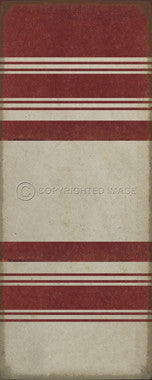 Pattern 50 "Organic Stripes Red and White" Vinyl Floorcloth