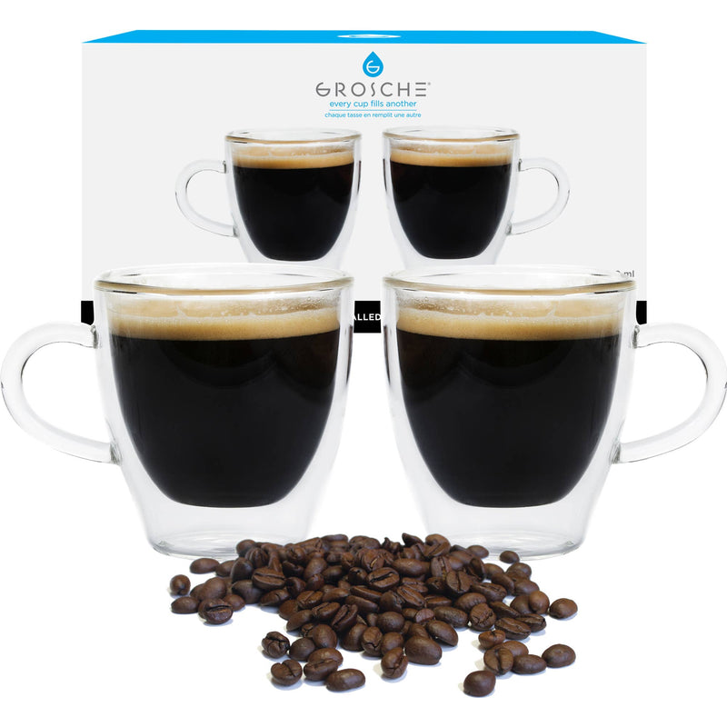 Double-Wall Glass Espresso Cups  Double wall glass, Glass coffee mugs,  Espresso cups