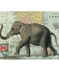 Cavallini Elephant Poster + Map of India + Madagascar Stamp + Vintage Imagery + Suitable For Framing