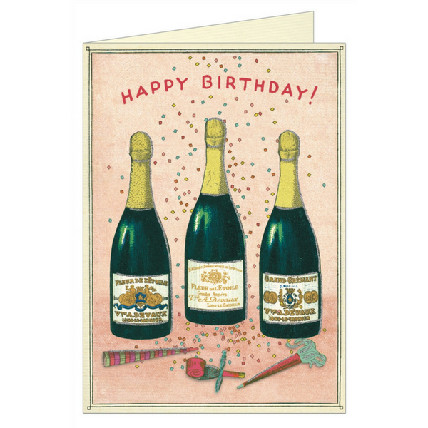 Cavallini "Happy Birthday Champagne" Greeting Card