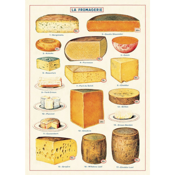 Cavallini Vintage Poster Wrapping Paper Cheap Wall Art Wall Decor Dorm Room Art Cheese Fromagerie Cheese Shop Kitchen Art