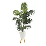 Kentia Artificial Palm Tree In White Planter With Stand