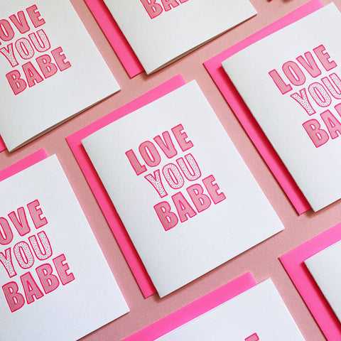 Love You Babe Harry Styles Inspired Letterpress Valentine Card