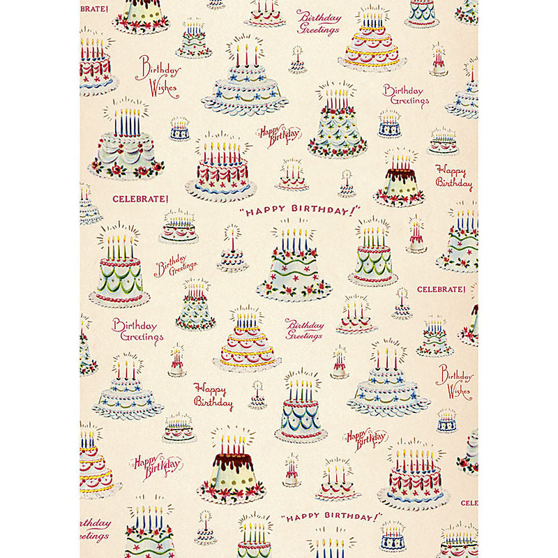 Cavallini Vintage Poster Wrapping Paper Cheap Wall Art Wall Decor Dorm Room Art Happy Birthday Cake Retro Party